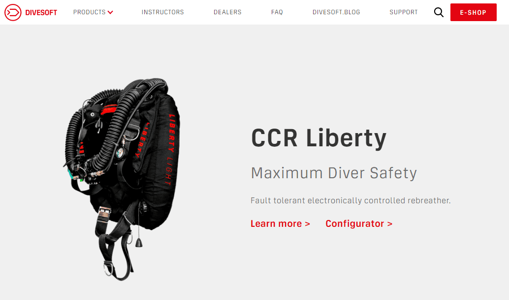 The Divesoft CCR Liberty backmount unit, a fault-tolerant electronically controlled rebreather